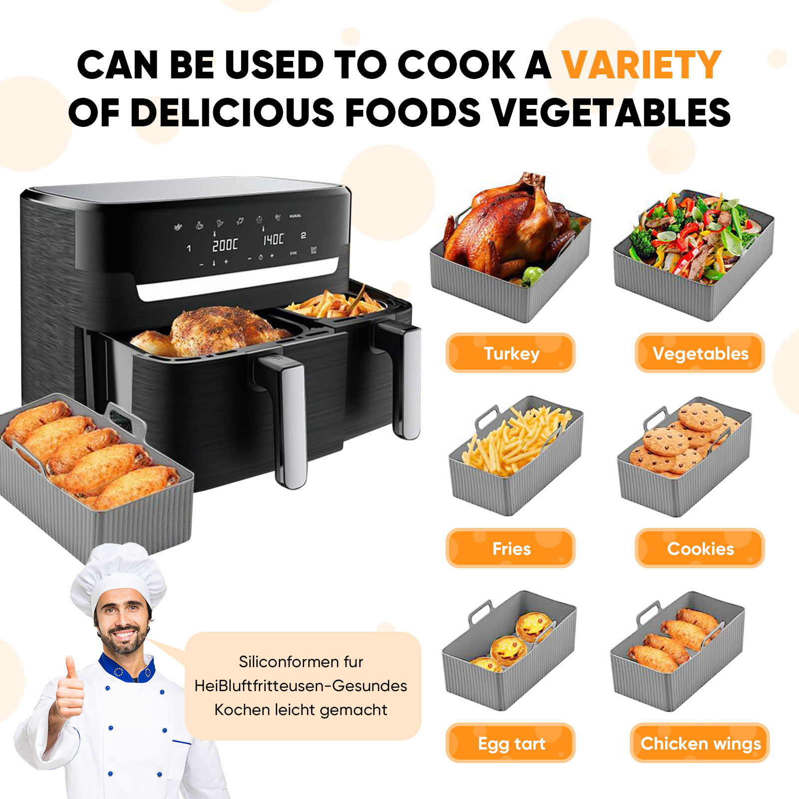 Набор из 2 шт., силиконовый ко – обзор и цена Air Fryer Silicone Pot Liner